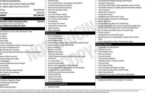 DODGE GRAND CARAVAN 2019 2C4RDGCG7KR689962 image